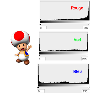 exemple d'image en couleur et ses histogrammes